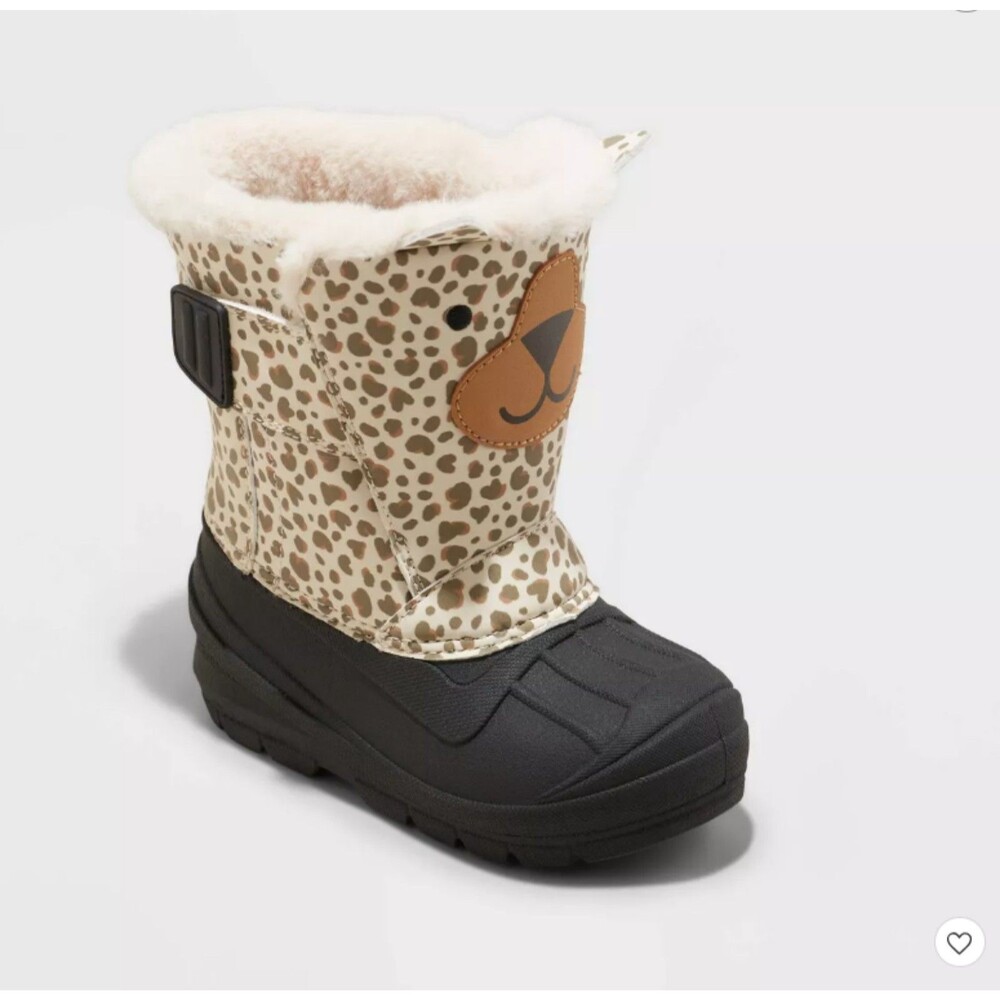 Cat & Jack Kids Cheetah Winter Snow Boots 8